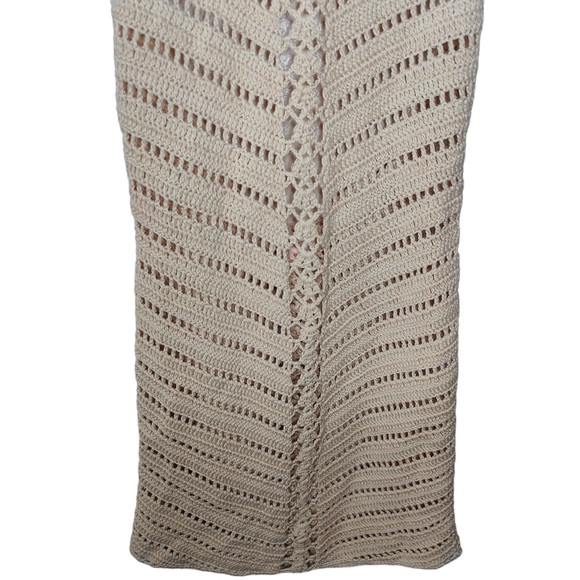 Camila Coelho Women’s XS Lyssa Hand Crochet Halter Mini Boho Dress in Sand - Picture 4 of 11